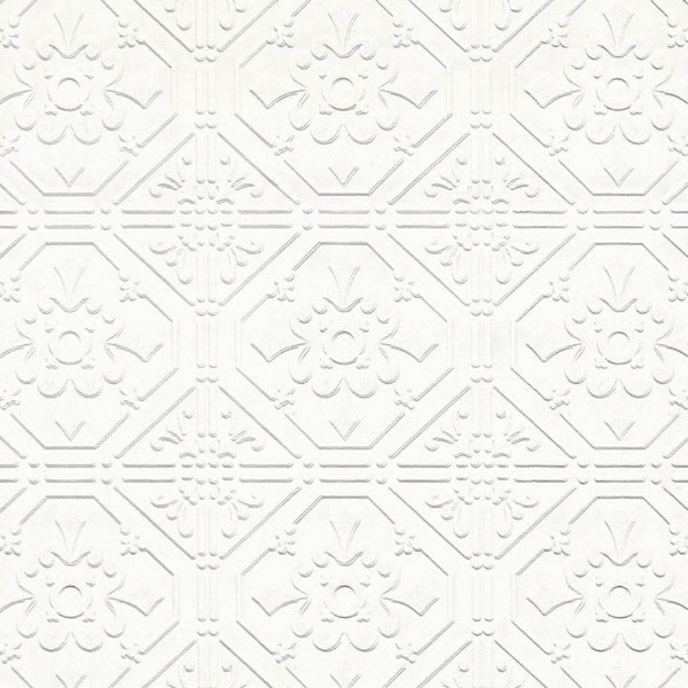 Brewster 4000-93996 Brooklyn White Tin Paintable Wallpaper