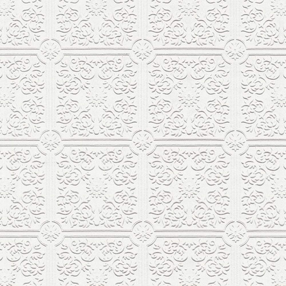 Brewster 4000-96291 Nico White Tin Ceiling Square Paintable Wallpaper
