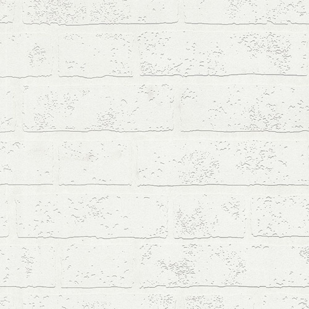 Brewster 4000-99423 Bridgers White Exposed Brick Wall Paintable Wallpaper