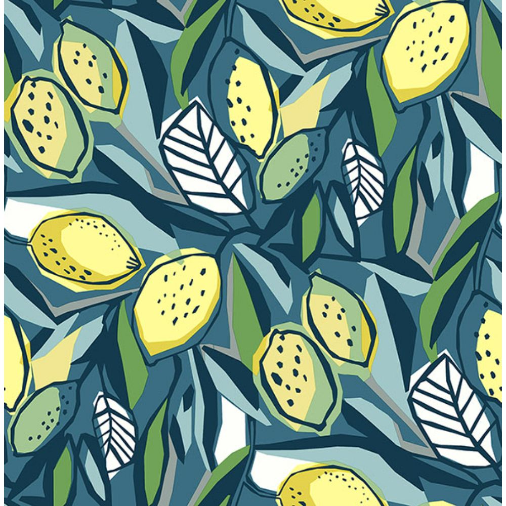 A-Street Prints by Brewster 4014-26422 Meyer Blue Citrus Wallpaper