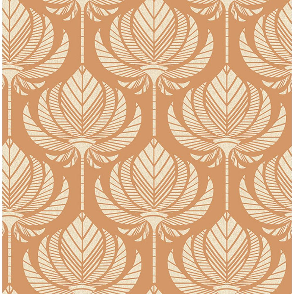 A-Street Prints by Brewster 4014-26423 Palmier Orange Lotus Fan Wallpaper