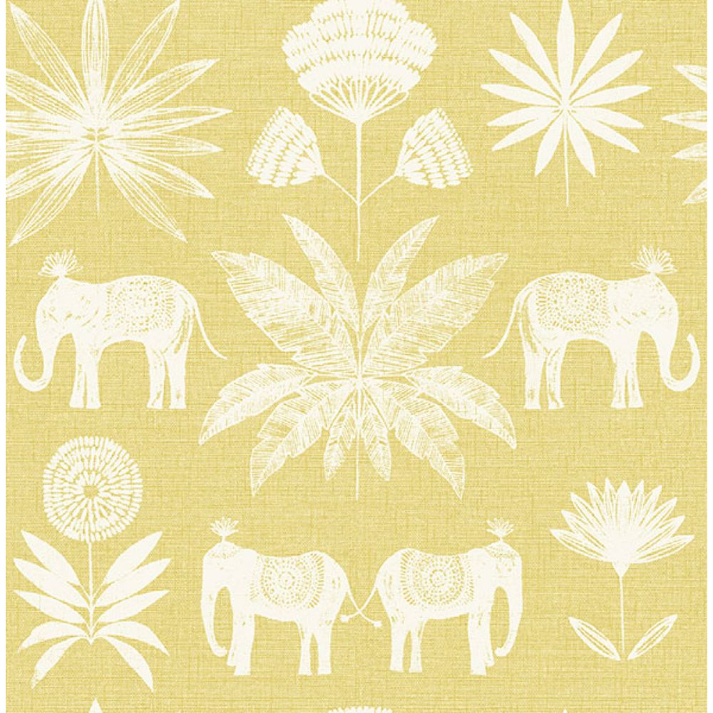 A-Street Prints by Brewster 4014-26434 Bazaar Yellow Elephant Oasis Wallpaper