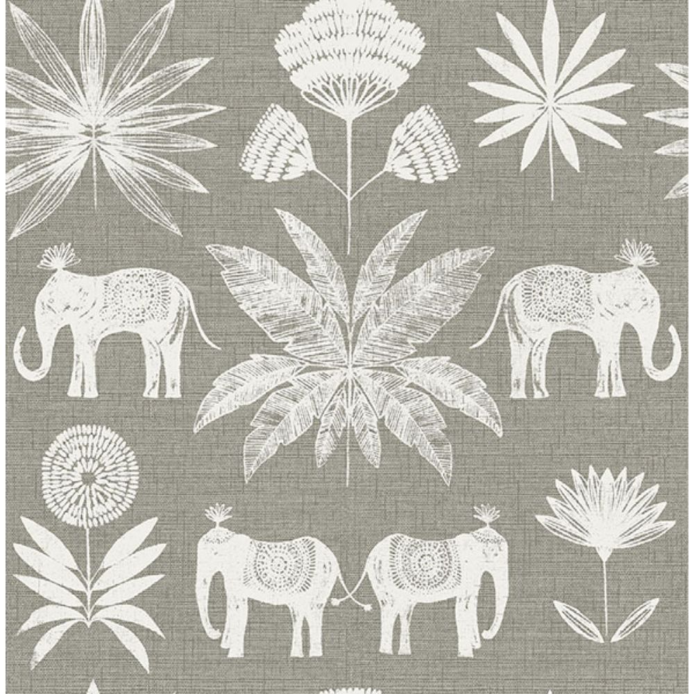 A-Street Prints by Brewster 4014-26437 Bazaar Grey Elephant Oasis Wallpaper