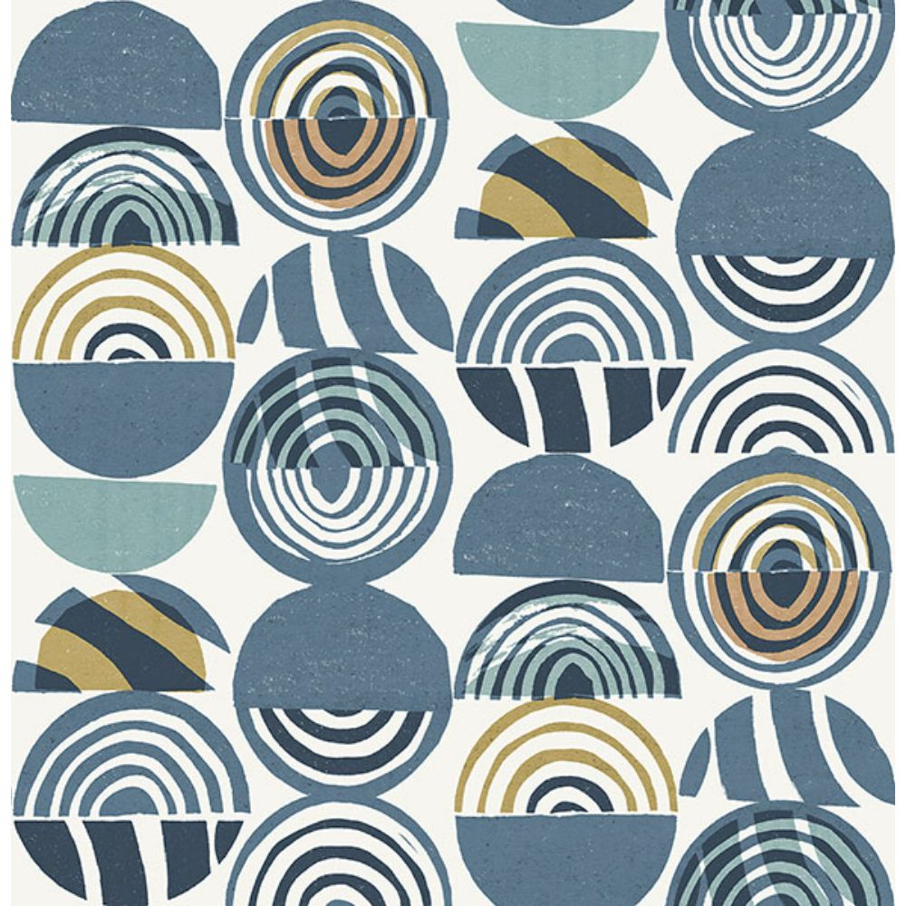 A-Street Prints by Brewster 4014-26446 Mahe Blue Mod Geometric Wallpaper
