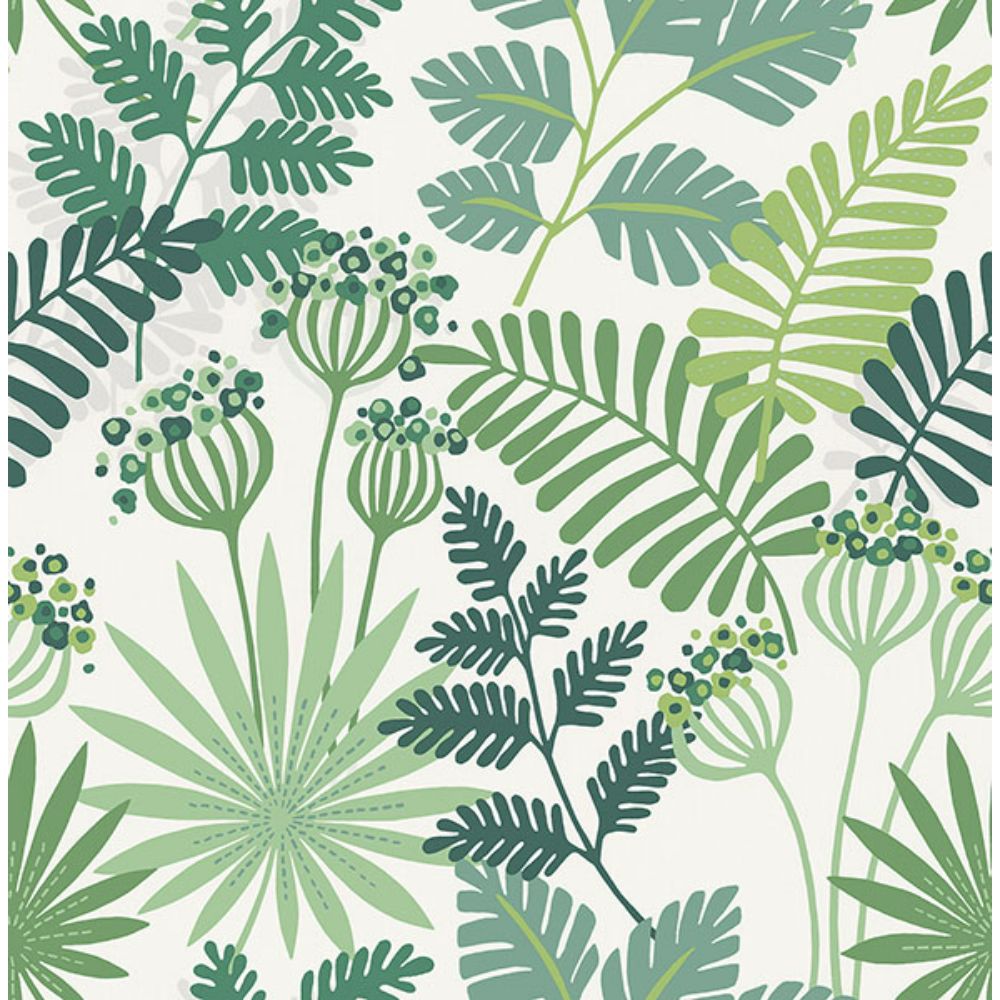 A-Street Prints by Brewster 4014-26448 Praslin Green Botanical Wallpaper
