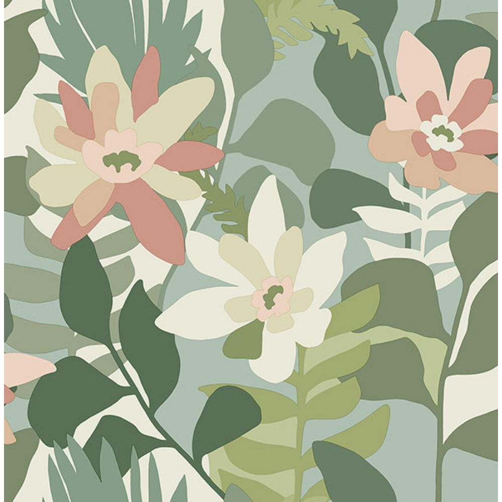 A-Street Prints by Brewster 4014-26452 Koko Green Floral Wallpaper