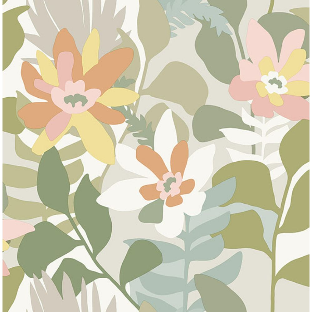 A-Street Prints by Brewster 4014-26453 Koko Taupe Floral Wallpaper