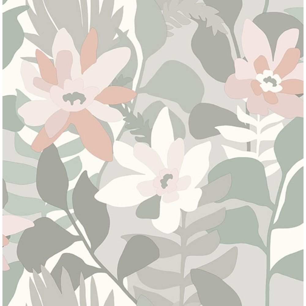 A-Street Prints by Brewster 4014-26454 Koko Grey Floral Wallpaper