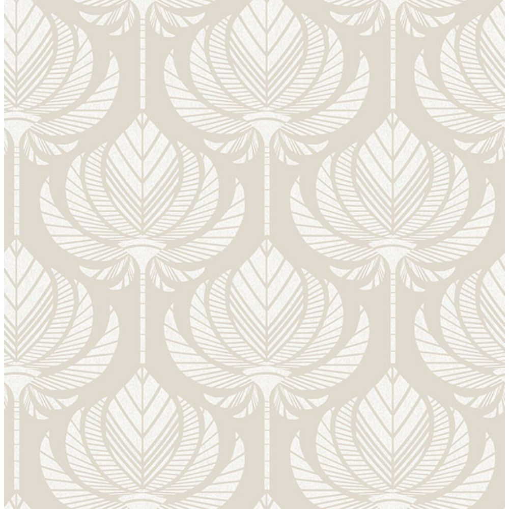 A-Street Prints by Brewster 4014-26465 Palmier Light Grey Lotus Fan Wallpaper