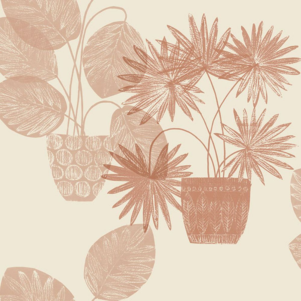 A-Street Prints by Brewster 4014-87556 Aida Pink Potted Plant Wallpaper