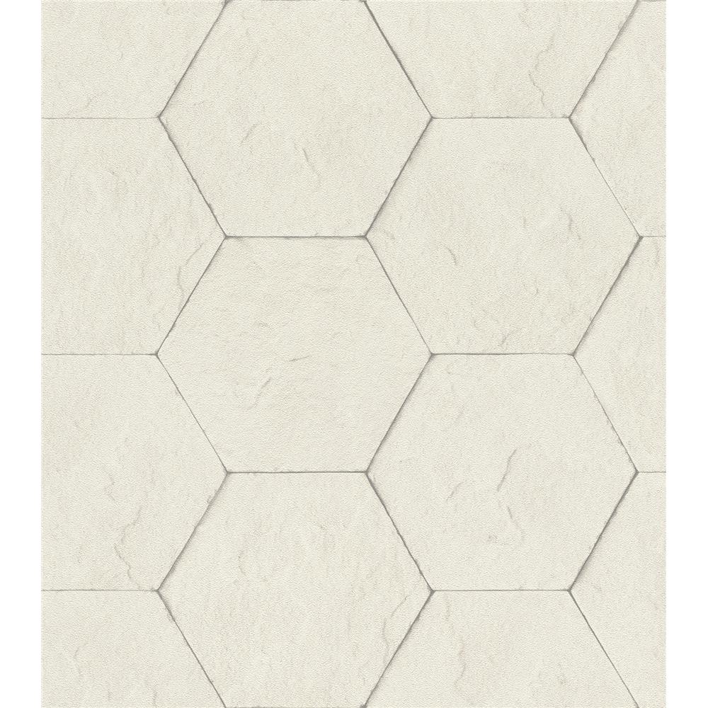 Advantage by Brewster 4015-427110 Bascom Dove Stone Hexagon Wallpaper