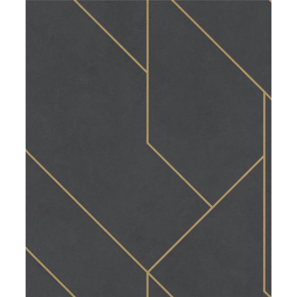 Advantage by Brewster 4015-427431 Pollock Black Gilded Geometric Wallpaper