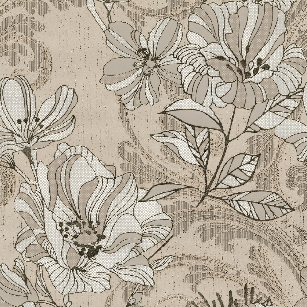A-Street Prints by Brewster 4019-86402 Lustre Selene Mucha Floral Wallcovering in Gold