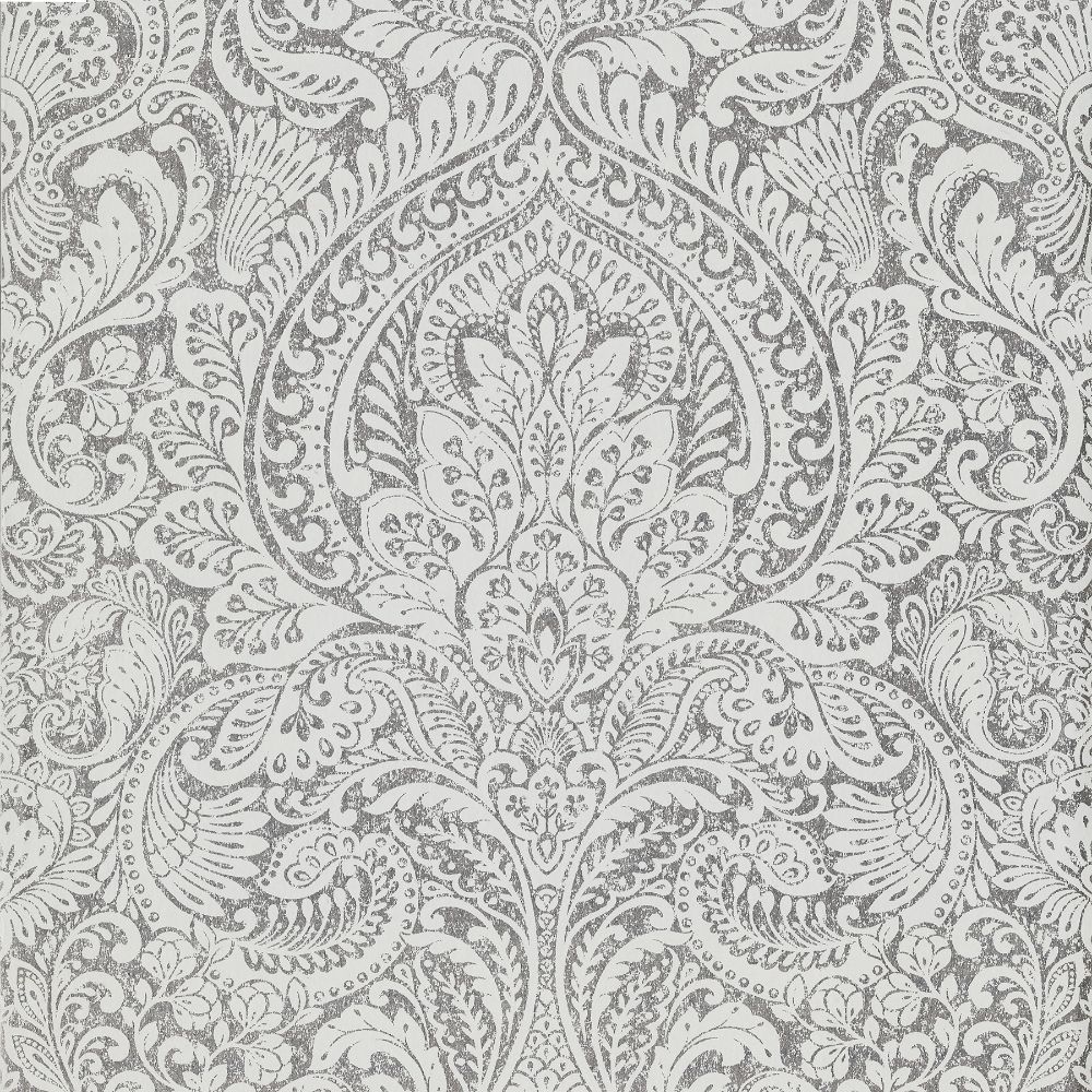 A-Street Prints by Brewster 4019-86443 Lustre Artemis Floral Damask Wallcovering in Silver