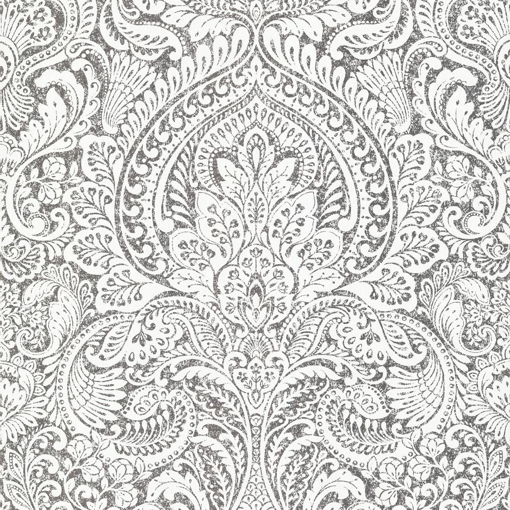 A-Street Prints by Brewster 4019-86444 Lustre Artemis Floral Damask Wallcovering in Platinum