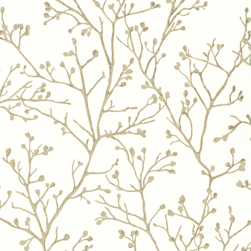 A-Street Prints by Brewster 4019-86454 Lustre Koura Budding Branches Wallcovering in Cream