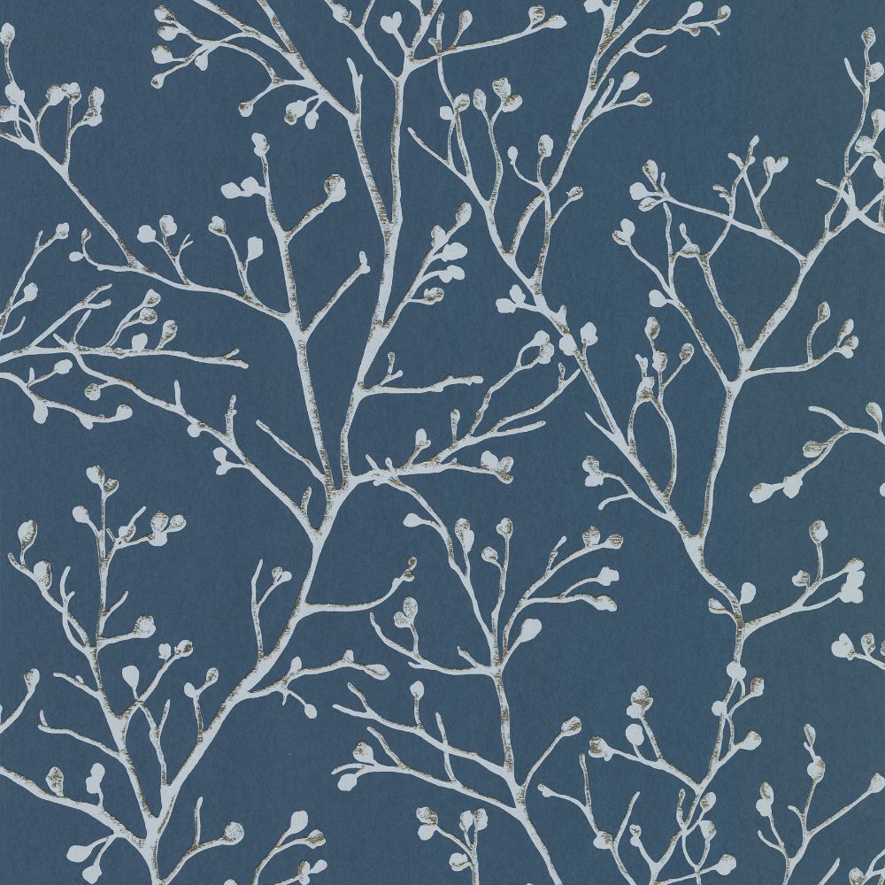 A-Street Prints by Brewster 4019-86455 Lustre Koura Budding Branches Wallcovering in Sapphire