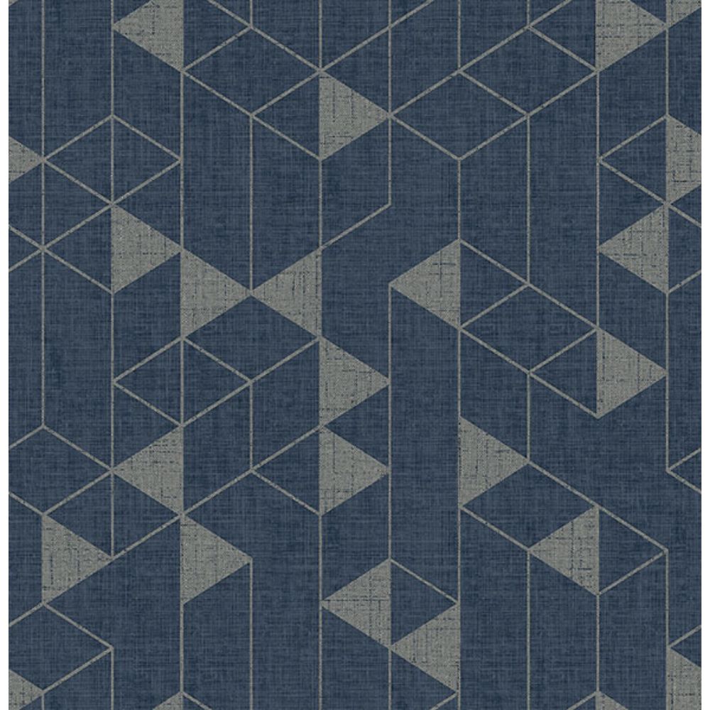 A-Street Prints by Brewster 4034-26775 Fairbank Navy Linen Geometric Wallpaper by Scott Living