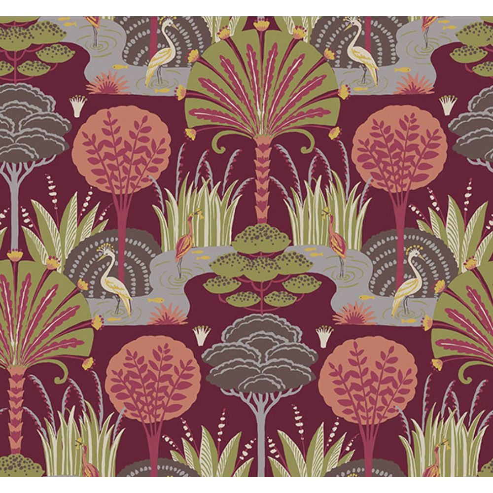 A-Street Prints by Brewster 4034-72122 Mandeville Rasberry Tropical Paradise Wallpaper by Scott Living