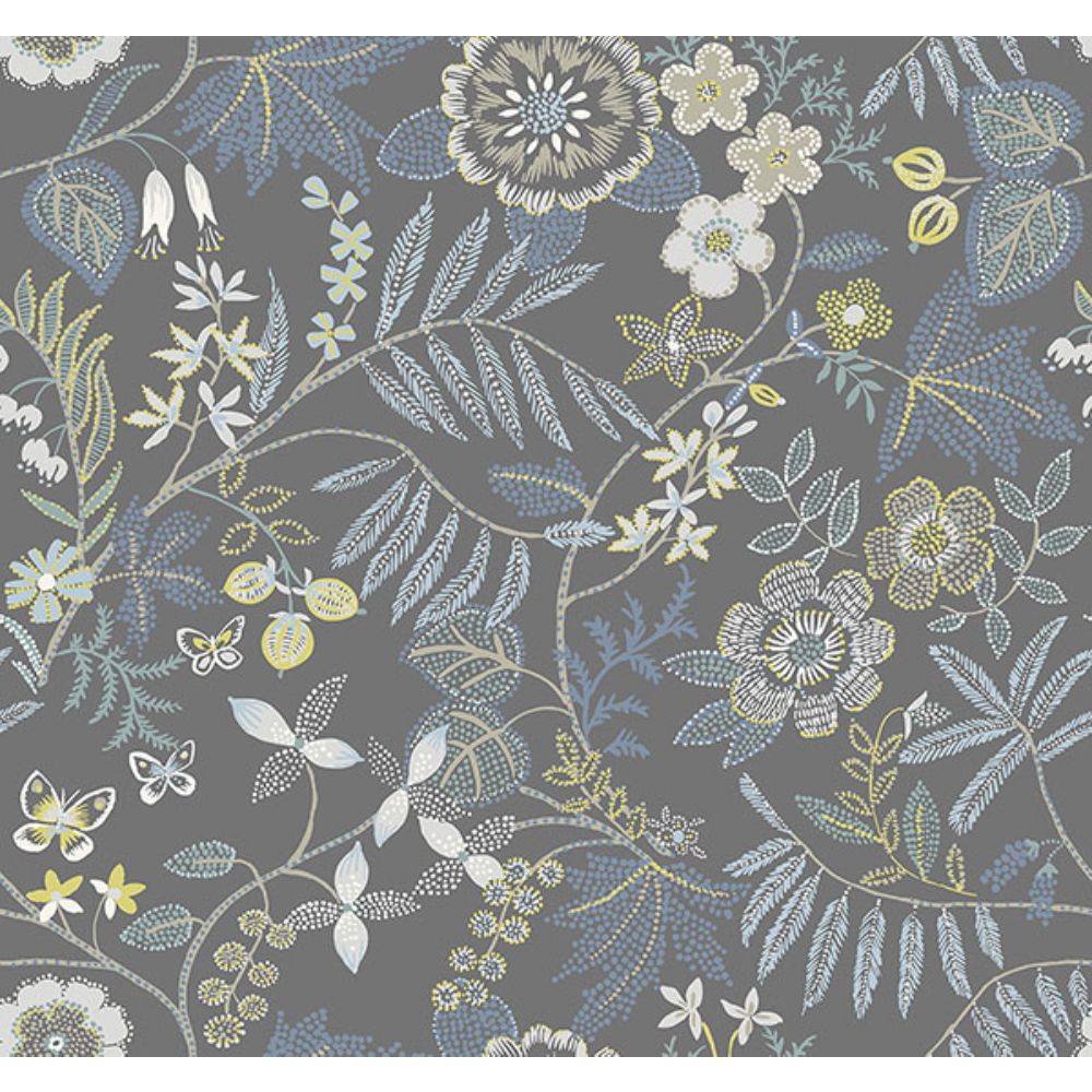 A-Street Prints by Brewster 4034-72136 Marilyn Light Grey Floral Trail Wallpaper by Scott Living
