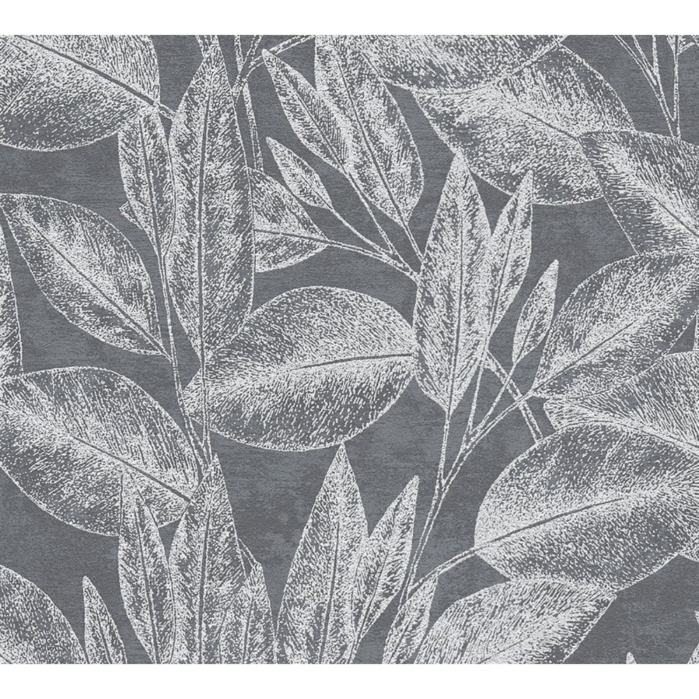 Advantage by Brewster 4035-37836-4 Suki Grey Leaves Wallpaper
