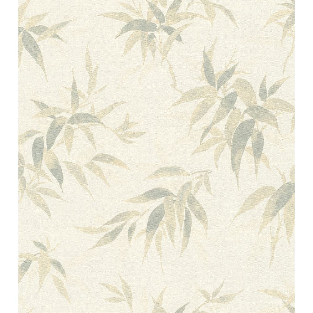 Advantage by Brewster 4035-409741 Minori White Leaves Wallpaper