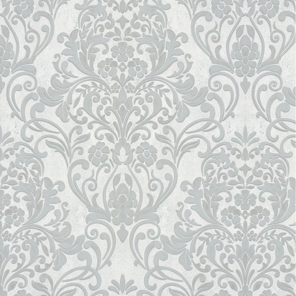 Advantage by Brewster 4041-32602 Anders Silver Damask Wallpaper