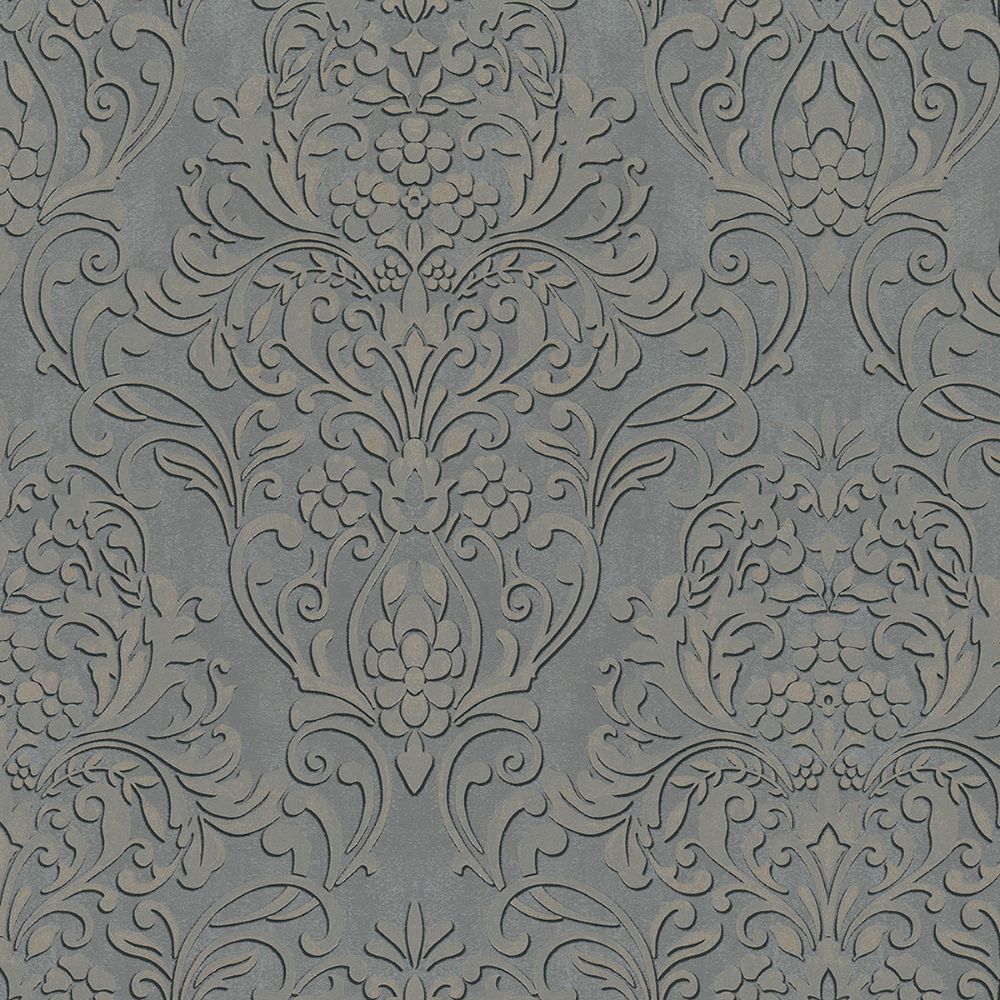 Advantage by Brewster 4041-32605 Anders Pewter Damask Wallpaper