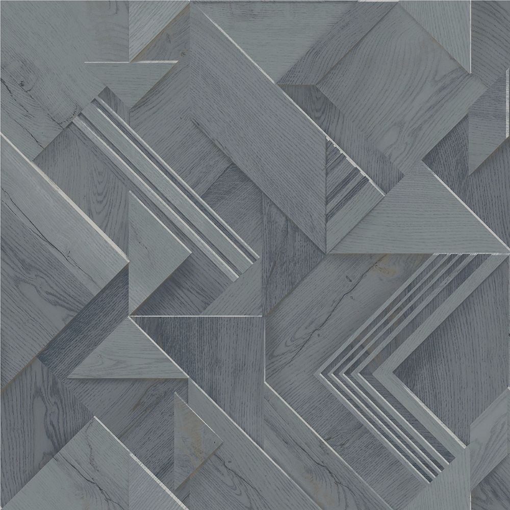 Advantage by Brewster 4041-35301 Cassian Denim Wood Geometric Wallpaper