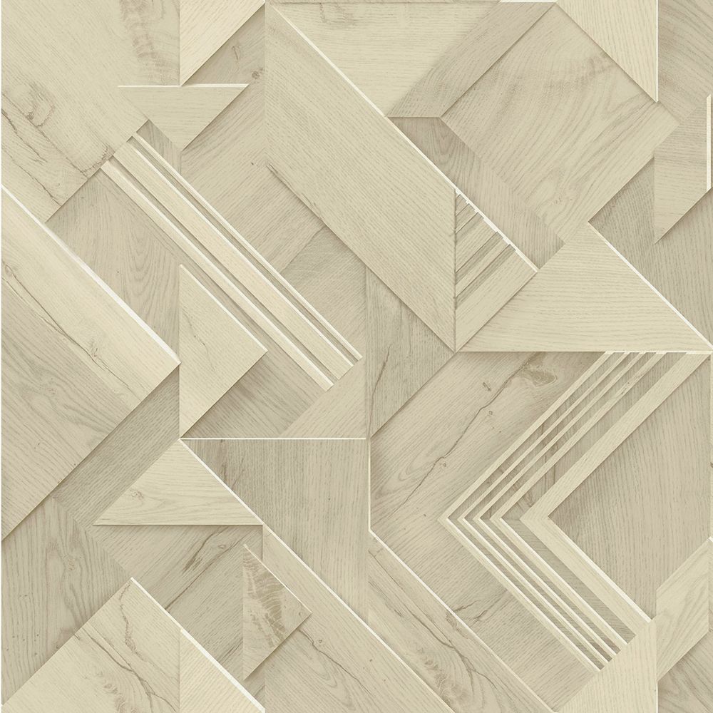 Advantage by Brewster 4041-35307 Cassian Taupe Wood Geo Wallpaper