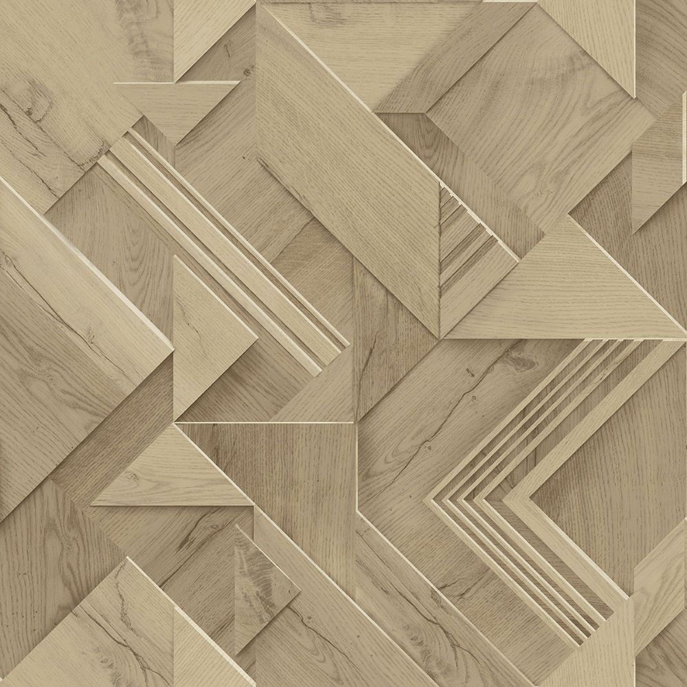 Advantage by Brewster 4041-35308 Cassian Light Brown Wood Geometric Wallpaper