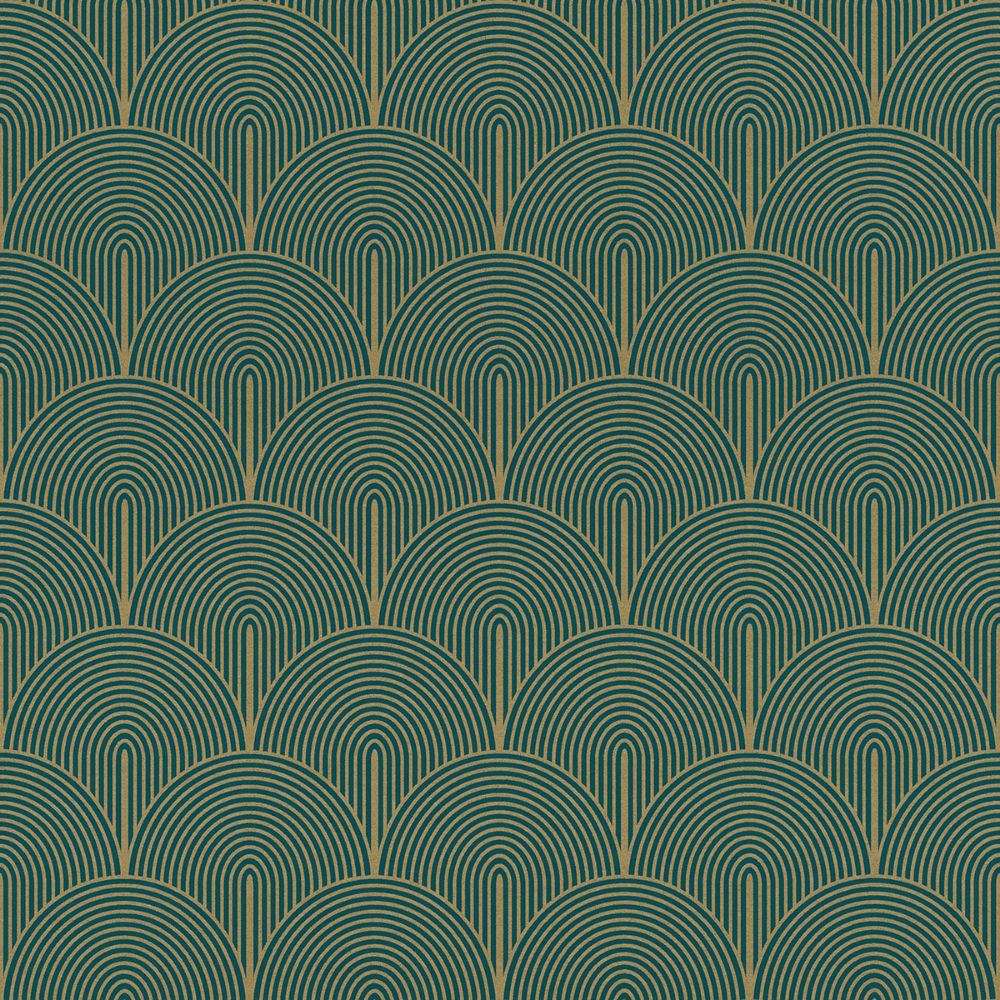 Advantage by Brewster 4041-552447 Oxxon Teal Deco Arches Wallpaper