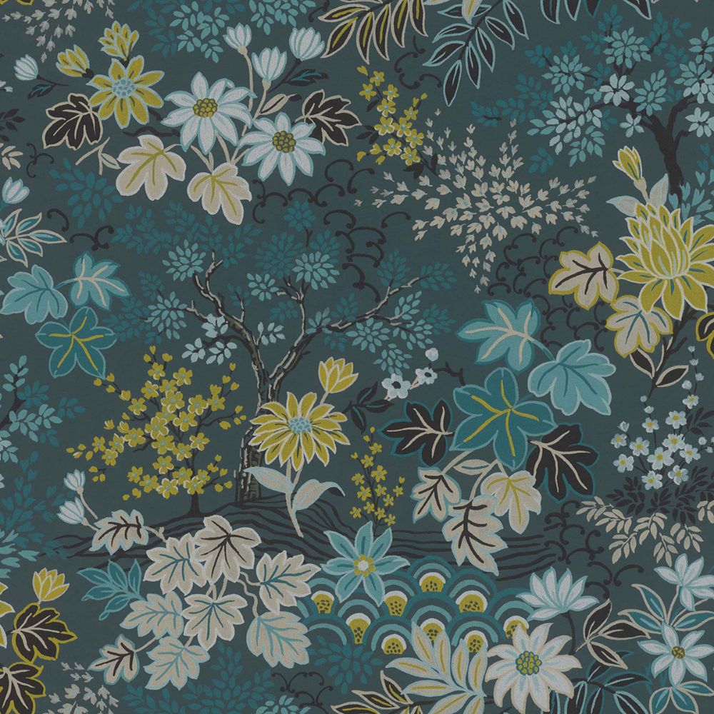 Advantage by Brewster 4041-553352 Vesper Teal Forest Floral Wallpaper