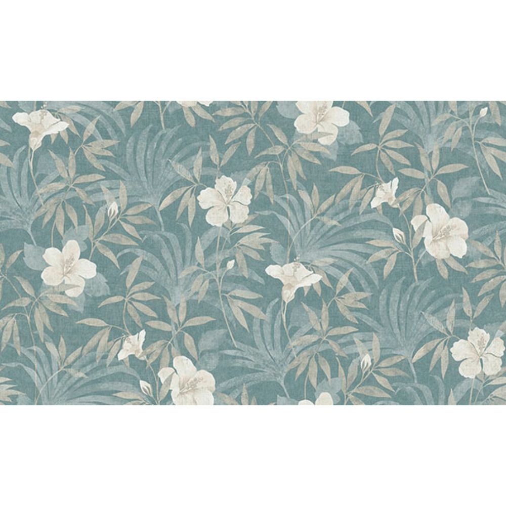 Advantage by Brewster 4044-38028-5 Malecon Aqua Floral Wallpaper