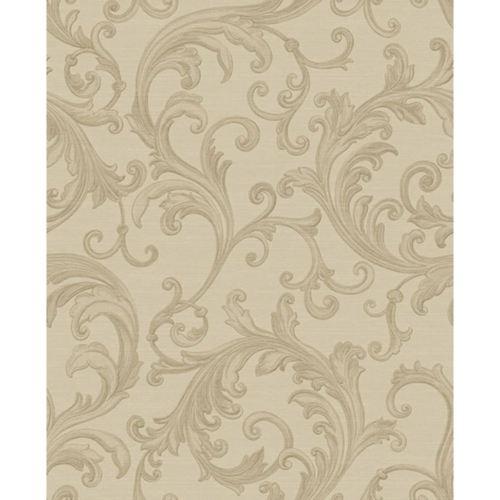 Sirpi by Brewster 4058-24831 Noemi Taupe Acanthus Wallpaper