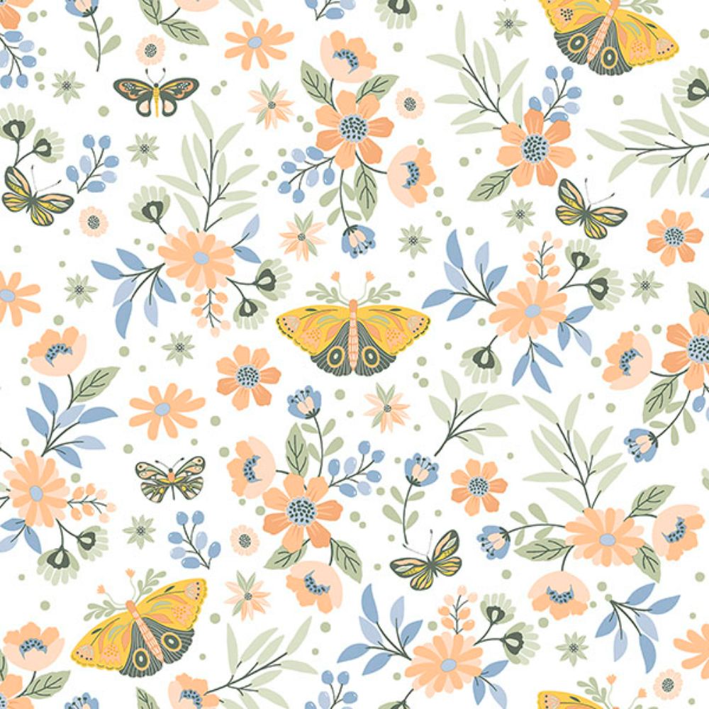 Chesapeake by Brewster 4060-58105 Zev Coral Butterfly Wallpaper