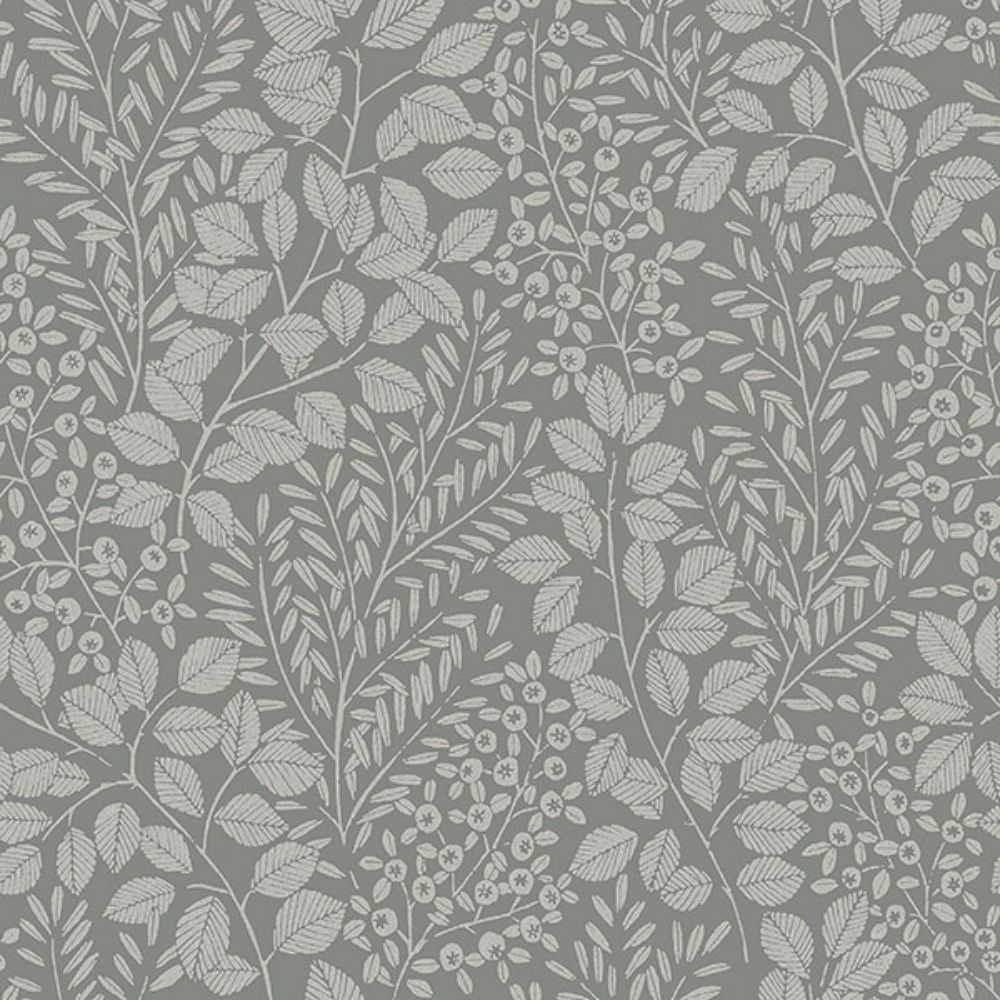 A-Street Prints by Brewster 4066-26519 Elin Charcoal Berry Botanical Wallpaper