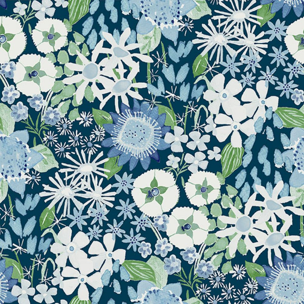 A-Street Prints by Brewster 4066-26524 Karina Blue Wildflower Garden Wallpaper