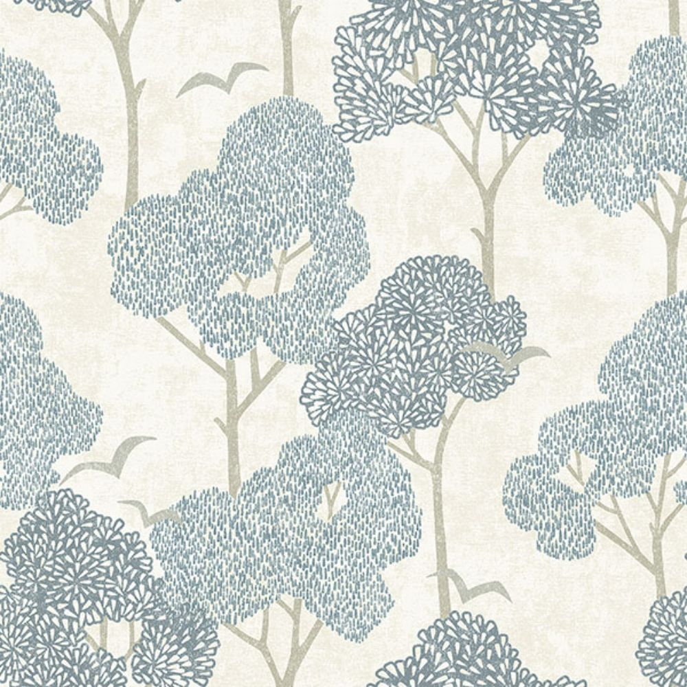 A-Street Prints by Brewster 4066-26540 Lykke Blue Textured Tree Wallpaper