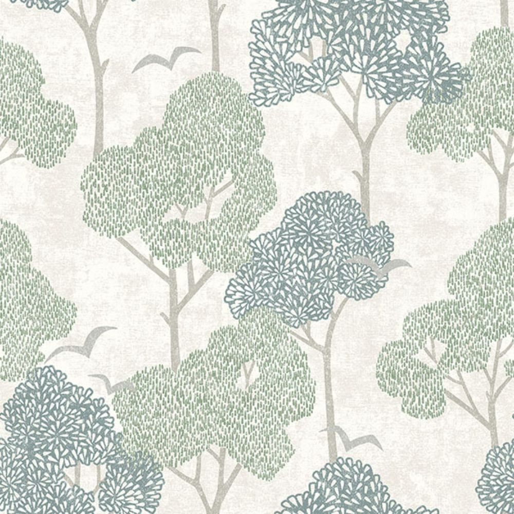 A-Street Prints by Brewster 4066-26542 Lykke Green Textured Tree Wallpaper