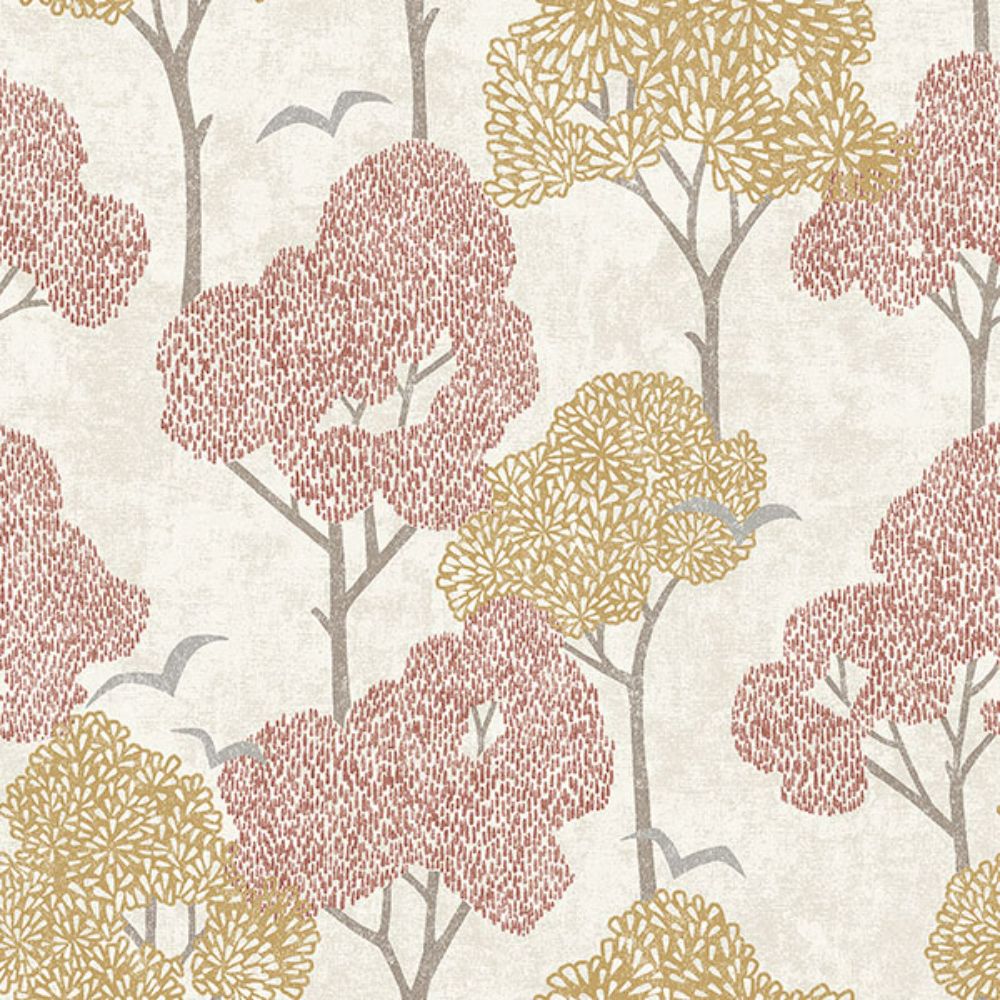 A-Street Prints by Brewster 4066-26544 Lykke Coral Textured Tree Wallpaper