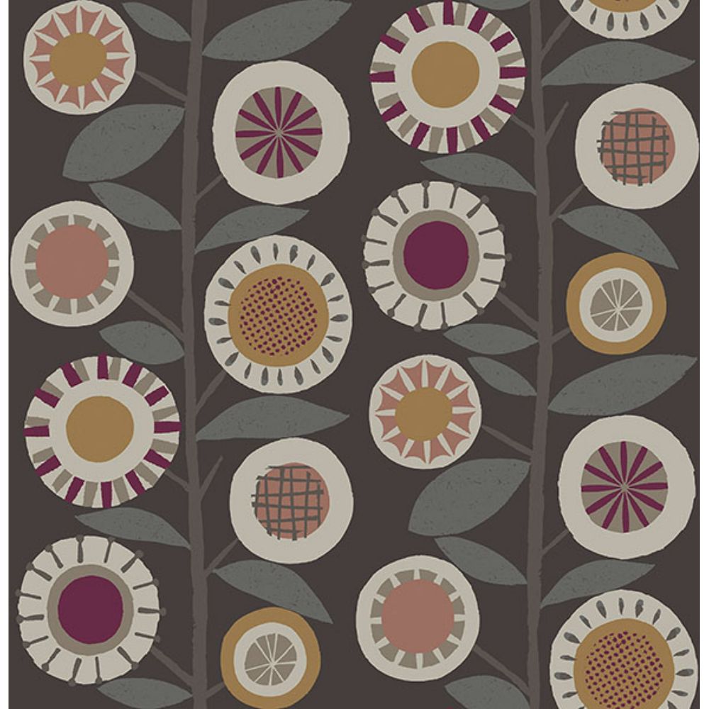 A-Street Prints by Brewster 4066-26552 Sisu Rasberry Floral Geometric Wallpaper