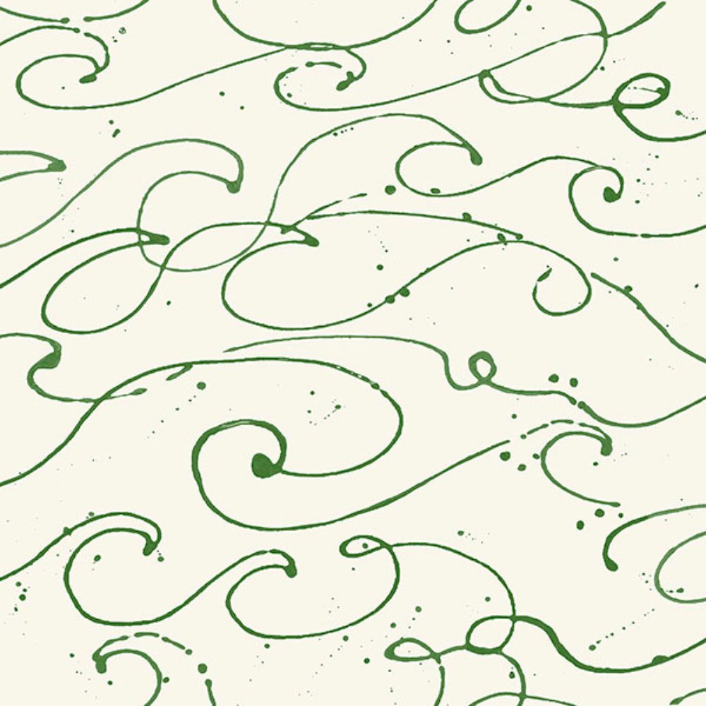 Chesapeake by Brewster 4071-71006 Kuroshio Green Ocean Wave Wallpaper