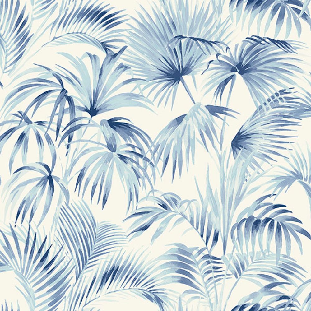 Chesapeake by Brewster 4071-71016 Manaus Blue Palm Frond Wallpaper