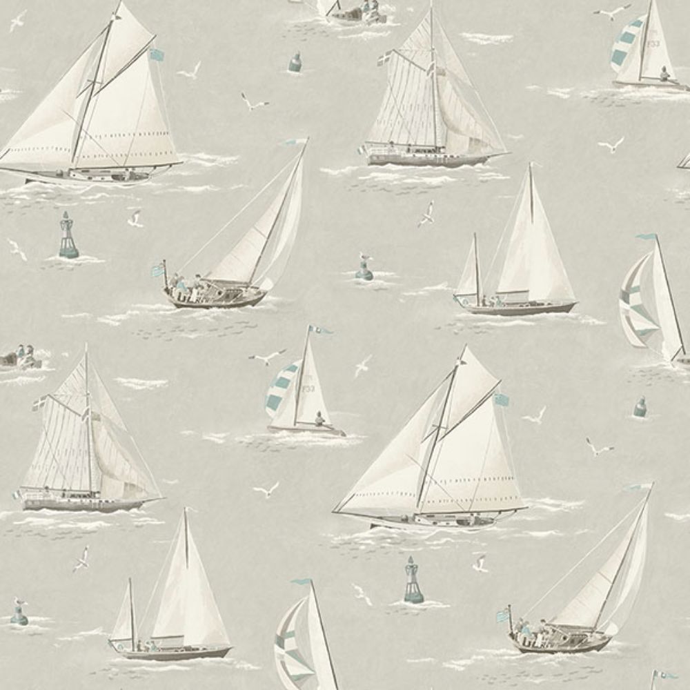 Chesapeake by Brewster 4071-71036 Leeward Light Grey Sailboat Wallpaper