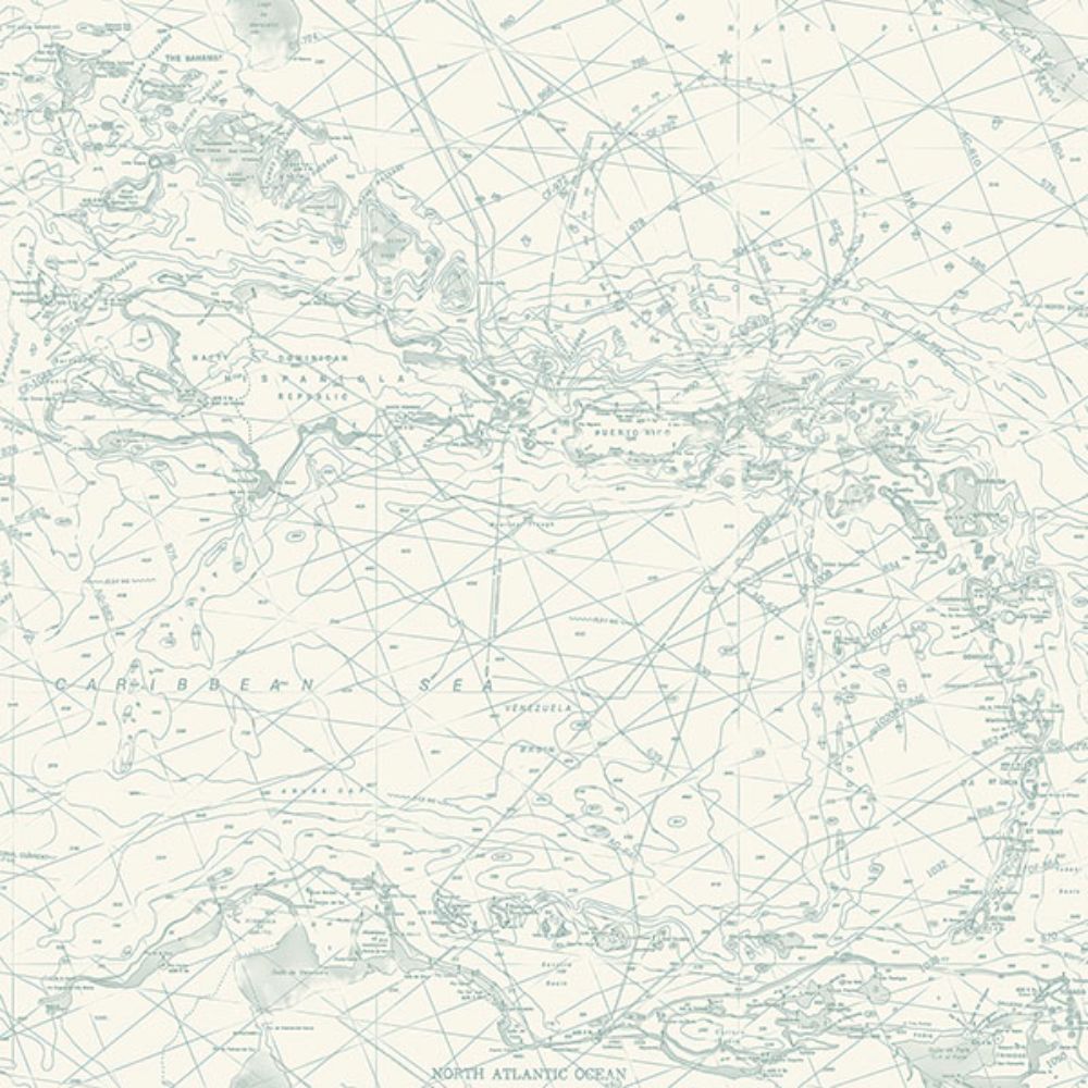 Chesapeake by Brewster 4071-71058 Charts Aqua Nautical Chart Wallpaper