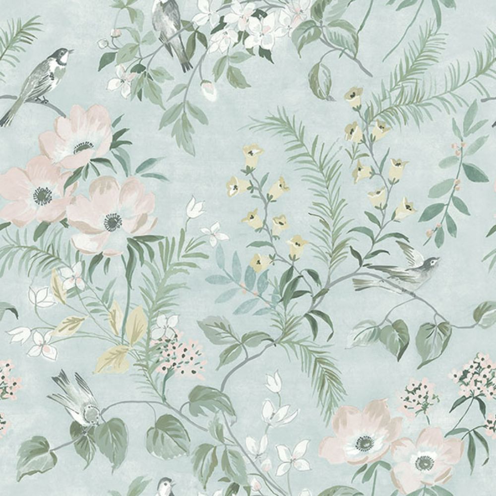 Chesapeake by Brewster 4072-70005 Frederique Mint Floral Wallpaper