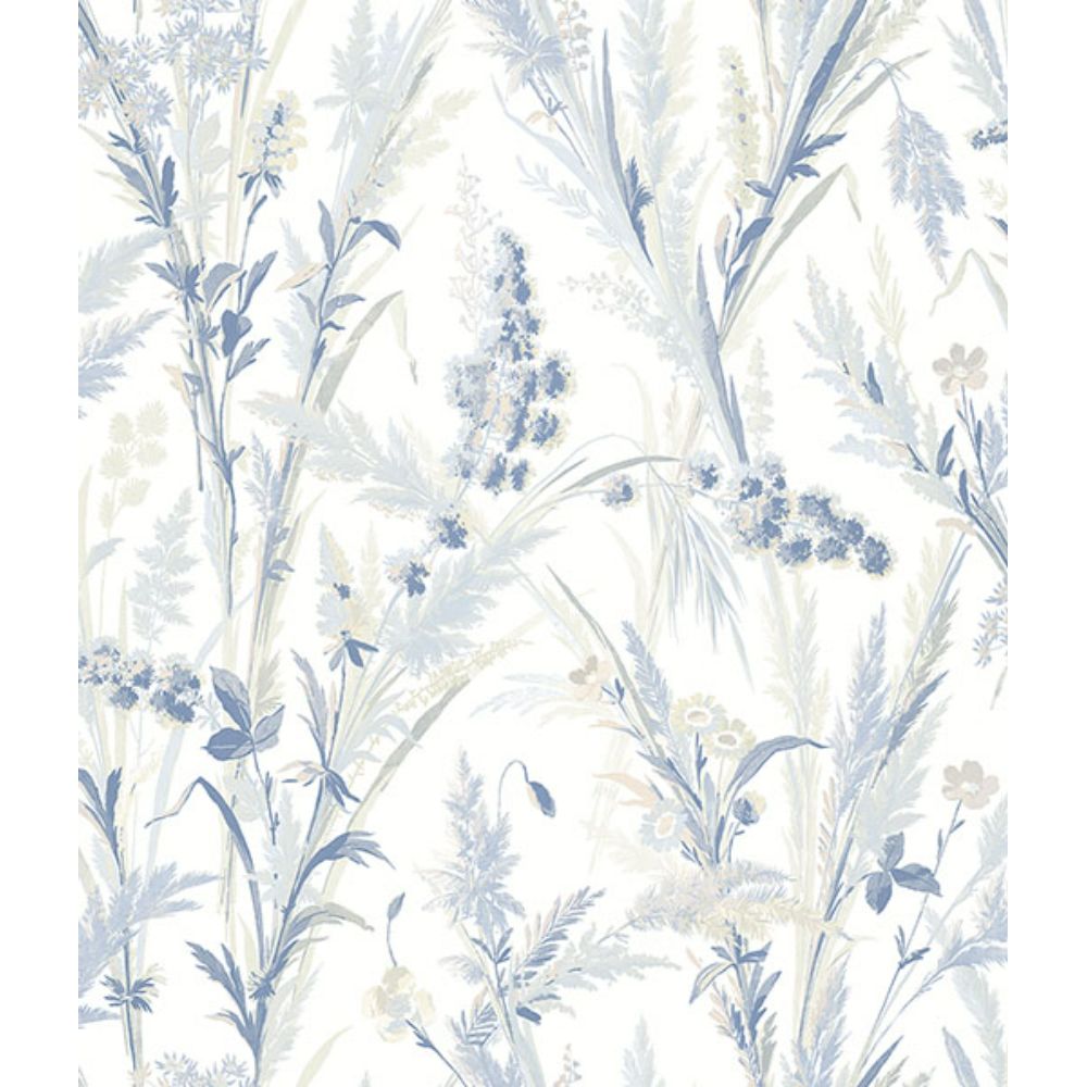Chesapeake by Brewster 4072-70028 Hillaire Navy Meadow Wallpaper