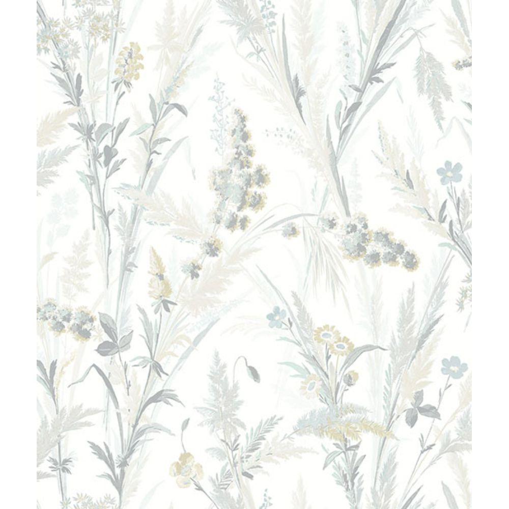 Chesapeake by Brewster 4072-70030 Hillaire Light Blue Meadow Wallpaper