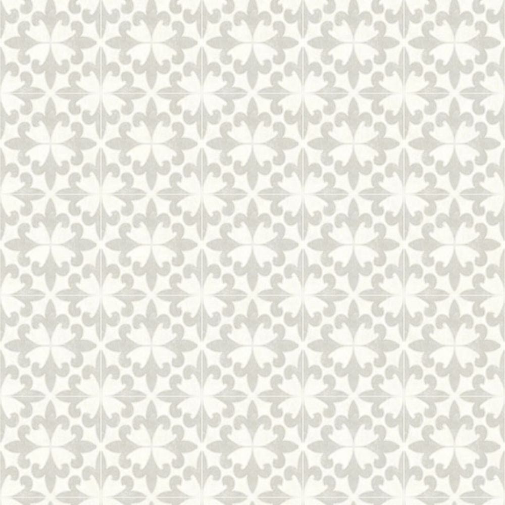 Chesapeake by Brewster 4072-70034 Remy Light Grey Fleur Tile Wallpaper